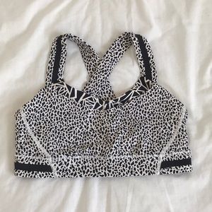 Lululemon White Black Cheetah Print Sports Bra